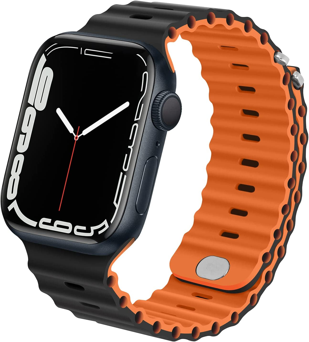 Anlinser Bands Compatible with Apple Watch Band 49Mm 45Mm 44Mm 42Mm 41Mm 40Mm 38Mm, Adjustable Sport Loop Designed for Apple Watch Ultra SE Series 8 7 6 5 4 3 2 (49Mm/45Mm/44Mm/42Mm, Gray Green/Khaki)  Anlinser Black/Orange 41mm/40mm/38mm 