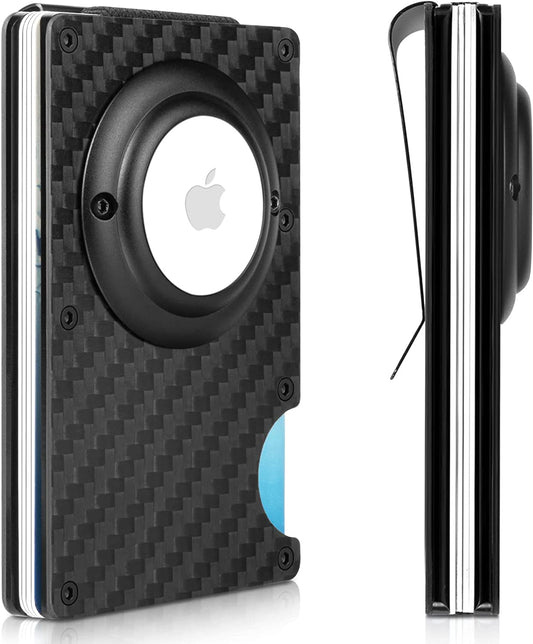 Airtag Wallet,Wallet with Holder(No Airtag),Airtag Wallet Men,Minimalist for Men,Credit Card Holder,Money Clip,Slim Men,Carbon Fiber Wallet,Rfid Blocking Wallet, Black (SHTALHST)  SHTALHST   
