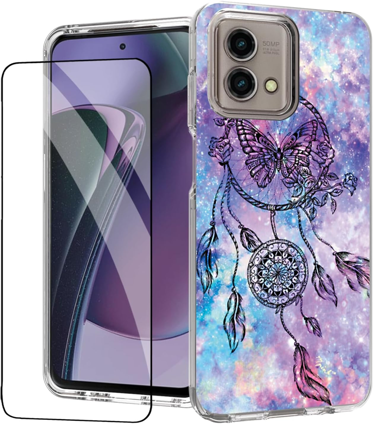 For Moto G Stylus 5G (2023) Case,Tempered Glass Screen Protector, Shockproof Drop Protective 2 in 1 Hybrid Hard PC Soft TPU Case for Motorola Moto G Stylus 5G (2023) (Mandala)  DDTKZC Dream Catcher  