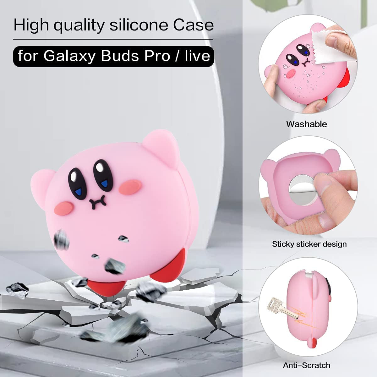 2PACK Cute Case for Galaxy Buds 2 Case (2021)/Galaxy Buds Pro Case (2021)/Buds Live Case (2020),3D Cartoon Kabi&Bubble Gum Silicone Protective Cover for Samsung Buds Pro/Buds 2/Buds Live Charging Case  AIBEAMER   