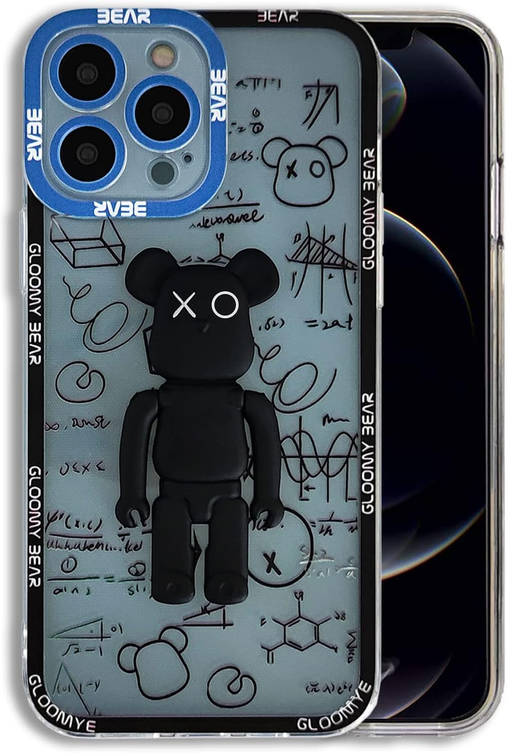 DOWINTIGER Iphone 14 plus Case Graffiti Street Fashion for Boys Kids Teens, Cartoon Hip Hop Anime Character Shockproof TPU and IMD Protection Designer Case for Iphone 14 Plus  DOWINTIGER Black Bear Kickstand Iphone 14 Pro 