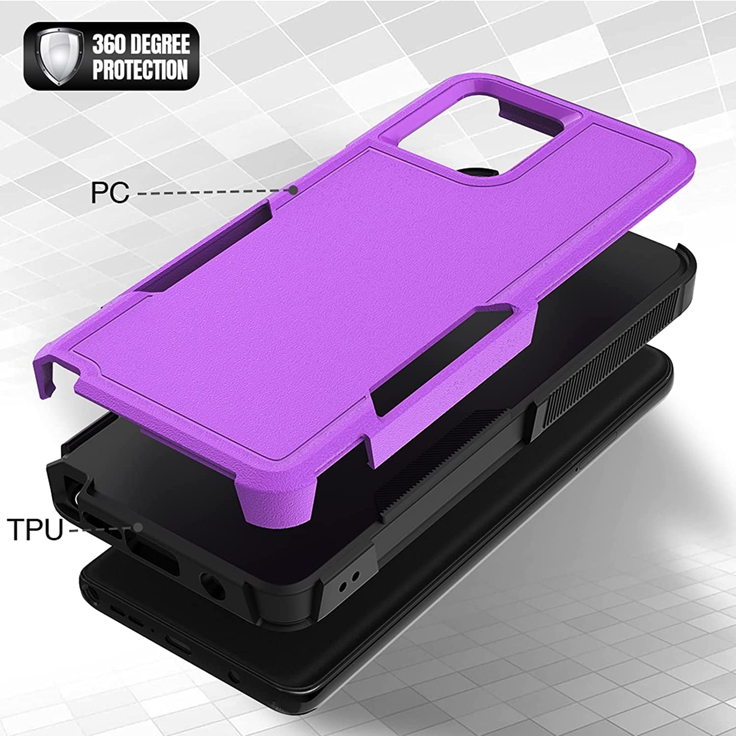 For Moto G Stylus 5G 2023 Case: Dual Layer Protective Heavy Duty Cell Phone Cover Shockproof Rugged with Screen Protector - Military Protection Bumper Tough - Motorola Moto G Stylus 5G 2023, Purple  Jinxian Co., Ltd.   