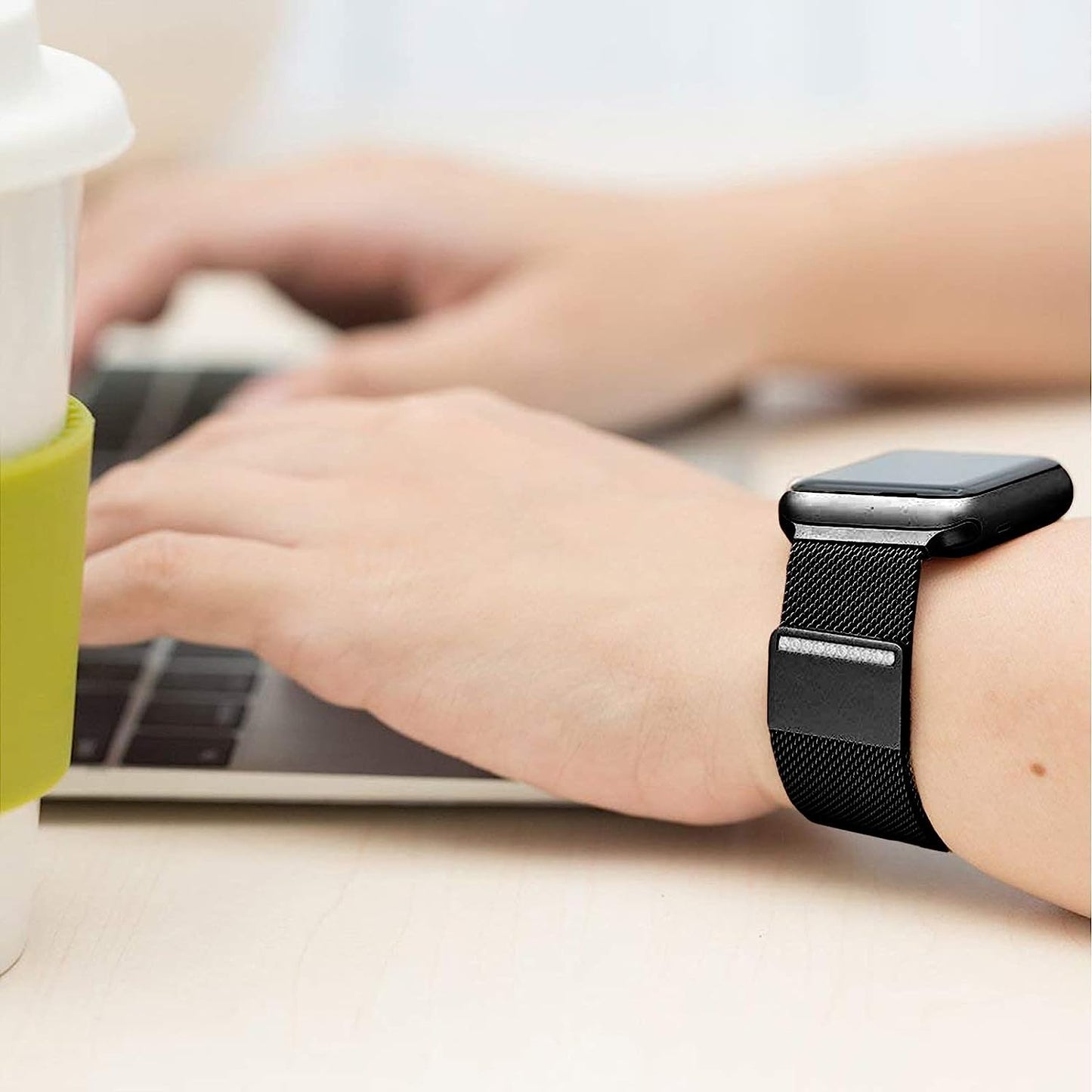 Magnetic Metal Band Compatible with Apple Watch Bands 38Mm 40Mm 41Mm 42Mm 44Mm 45Mm for Men Women, Stainless Steel Mesh Milanese Loop Diamond Strap Compatible for Iwatch Series Se/7/6/5/4/3/2/1,Black  BANDHOME   