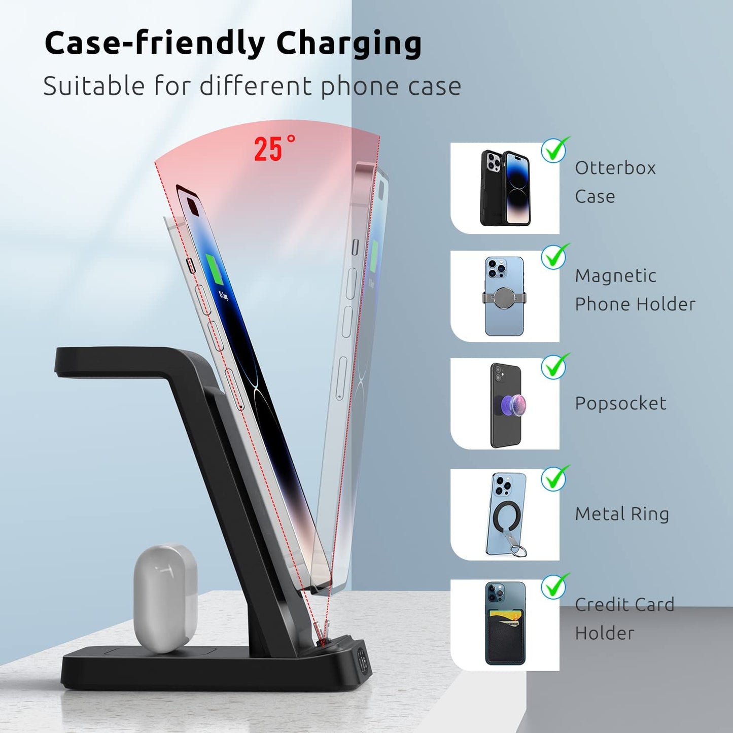 Charger Station for Apple Multiple Devices, 3 in 1 Fast Wireless Charging Dock Stand for Apple Watch 8 7 6 SE 5 4 3 2 Iphone 14 13 12 11 Pro X Max XS XR 8 7 plus 6S 6 Airpods 1 2 3 Pro with Adapter  Shenzhen Midason Technology Co.,Ltd   