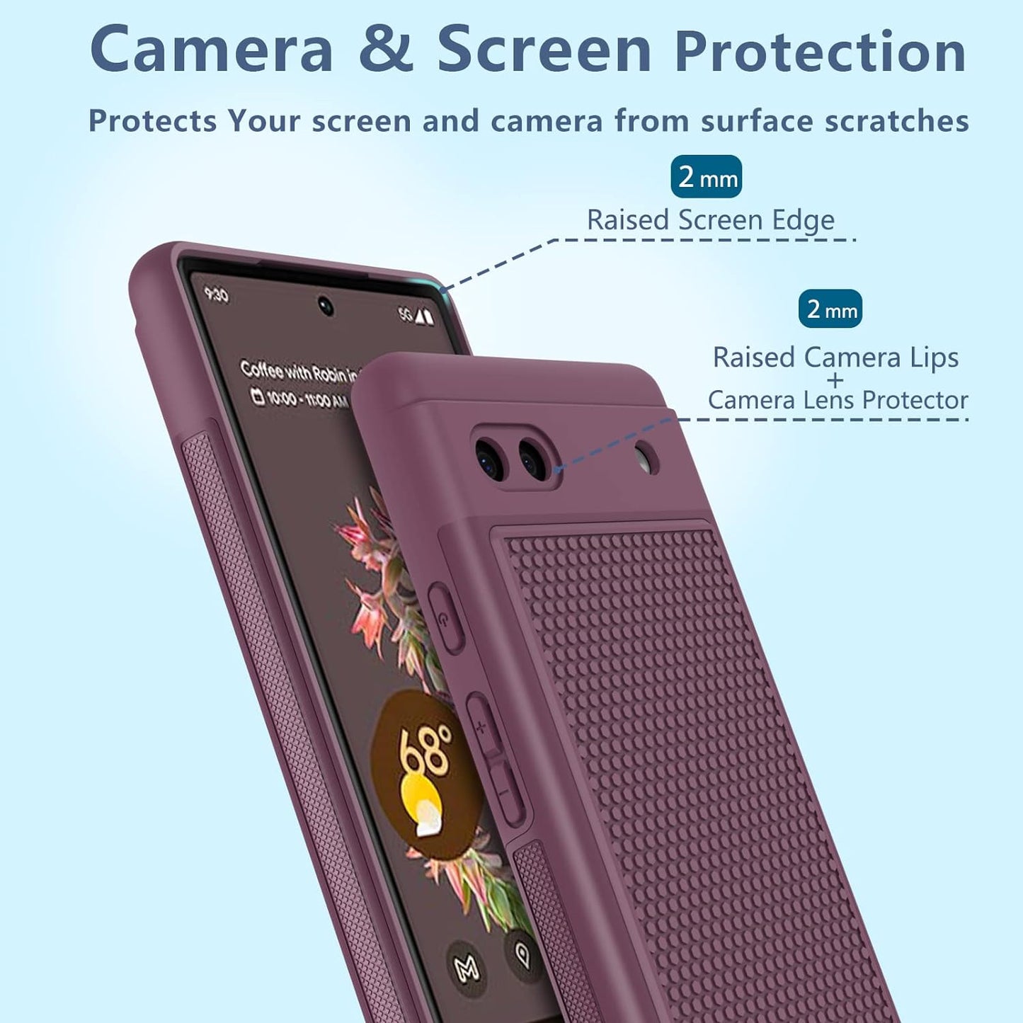 JXVM for Google Pixel 6A Phone Case: Dual Layer Protective Heavy Duty Cell Phone Cover Shockproof Rugged with Non Slip Textured Back | Military Drop Protection Bumper Tough - 6.1Inch (Burgundy Purple)  JXVM   