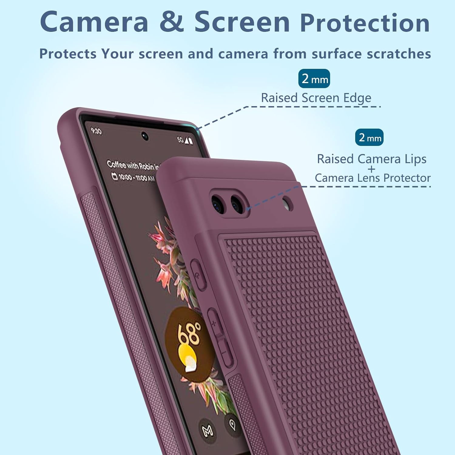 JXVM for Google Pixel 6A Phone Case: Dual Layer Protective Heavy Duty Cell Phone Cover Shockproof Rugged with Non Slip Textured Back | Military Drop Protection Bumper Tough - 6.1Inch (Burgundy Purple)  JXVM   