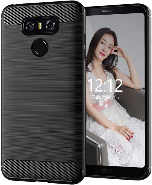 EGALO LG G6 Silicone Case, LG G6 plus Black Case Slim Thin Soft Skin Carbon Fiber Flexible TPU Anti-Scratch Shock Absorption Lightweight Rubber Protective Cases for LG G6 Plus,Brushed Black  EGALO   