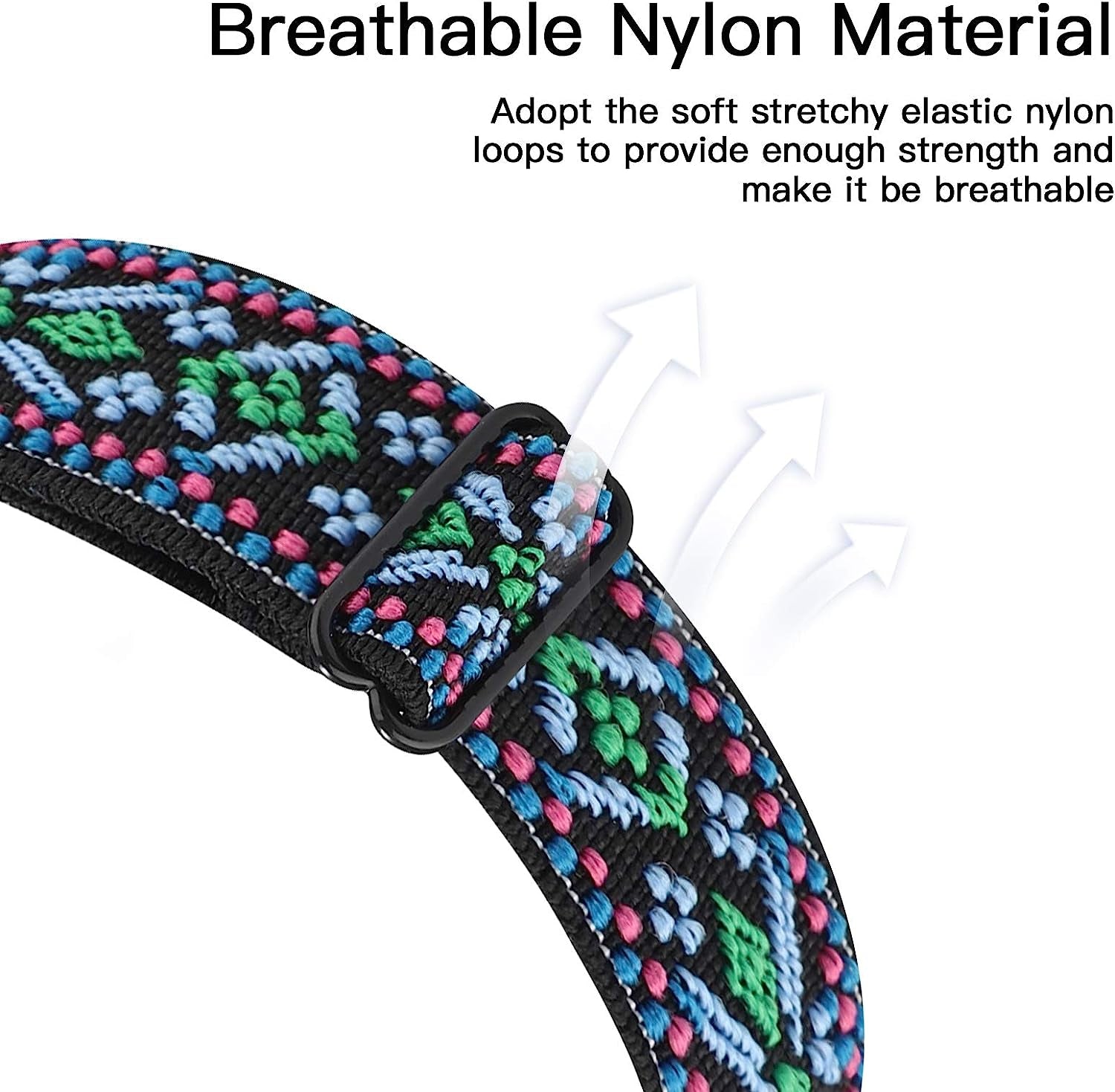 YONWORTH Adjustable Elastic Watch Band Compatible with Fitbit Charge 2 Bands, Stretchy Nylon Loop Strap Soft Wrist Bands Bracelet Sport Replacement for Women Men (Aztec Blue Green)  YONWORTH   