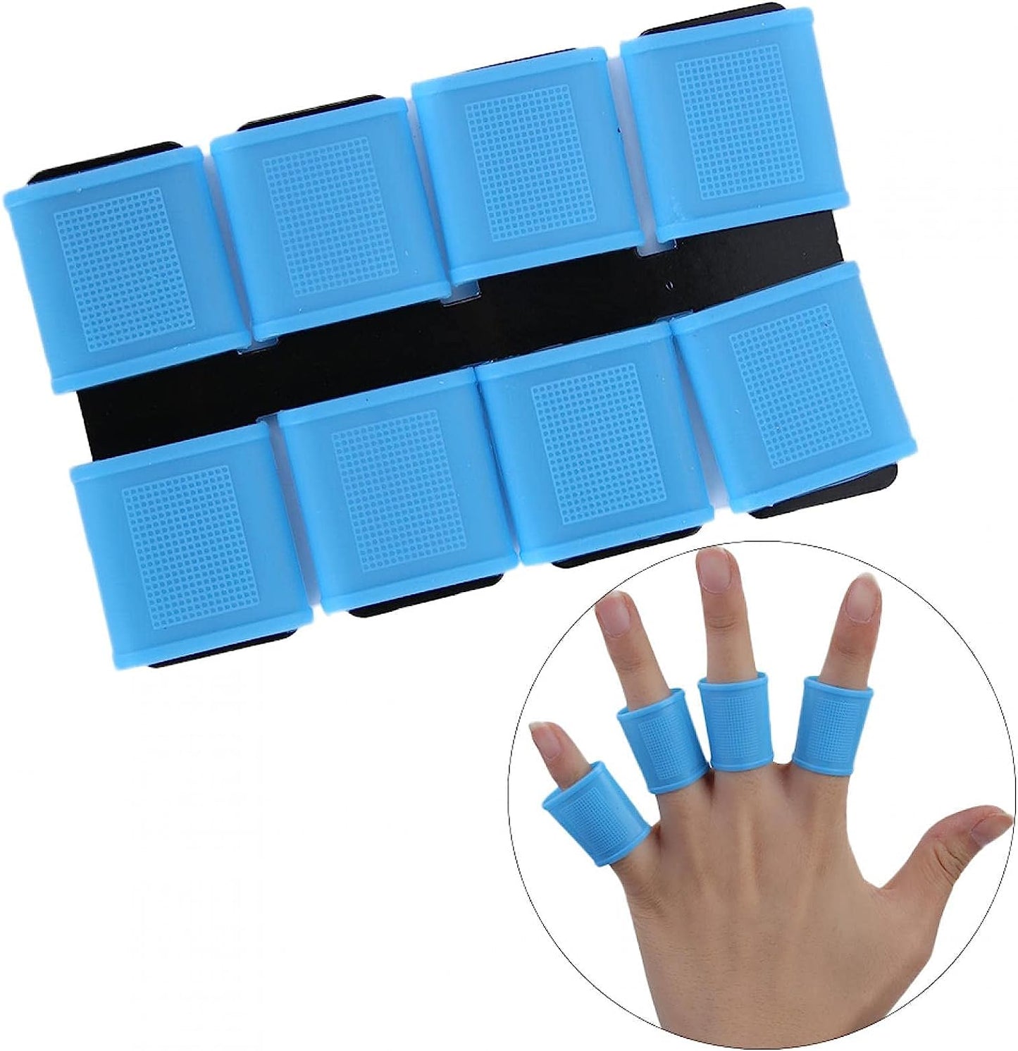 Shanrya Silicone Finger Cover Anti-Slip Grain Design Lightweight and Portable 8Pcs Finger Band, Durable Finger Band, Wonderful Accessories for Player  Shanrya   