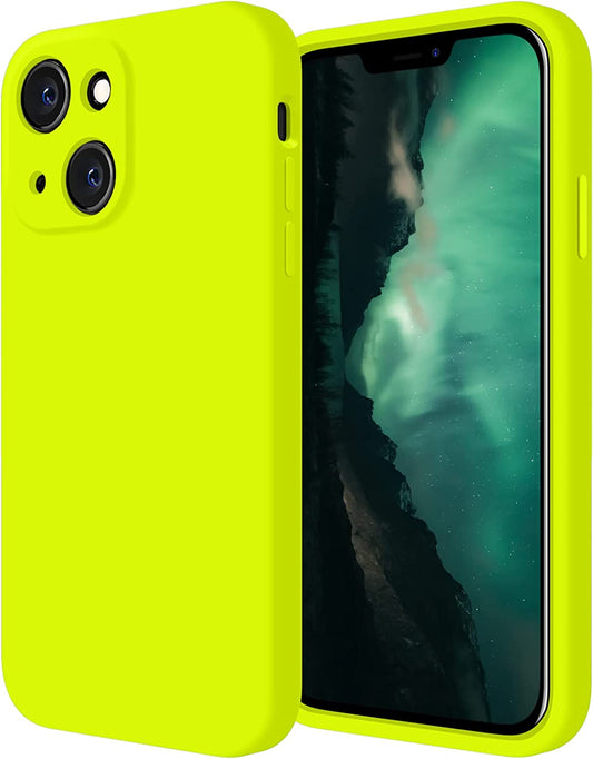 Firenova for Iphone 14 Case, Silicone Upgraded [Camera Protection] Phone Case with [2 Screen Protectors], Soft Anti-Scratch Microfiber Lining Inside, 6.1 Inch, Fluorescent Green  FireNova Fluorescent Green  