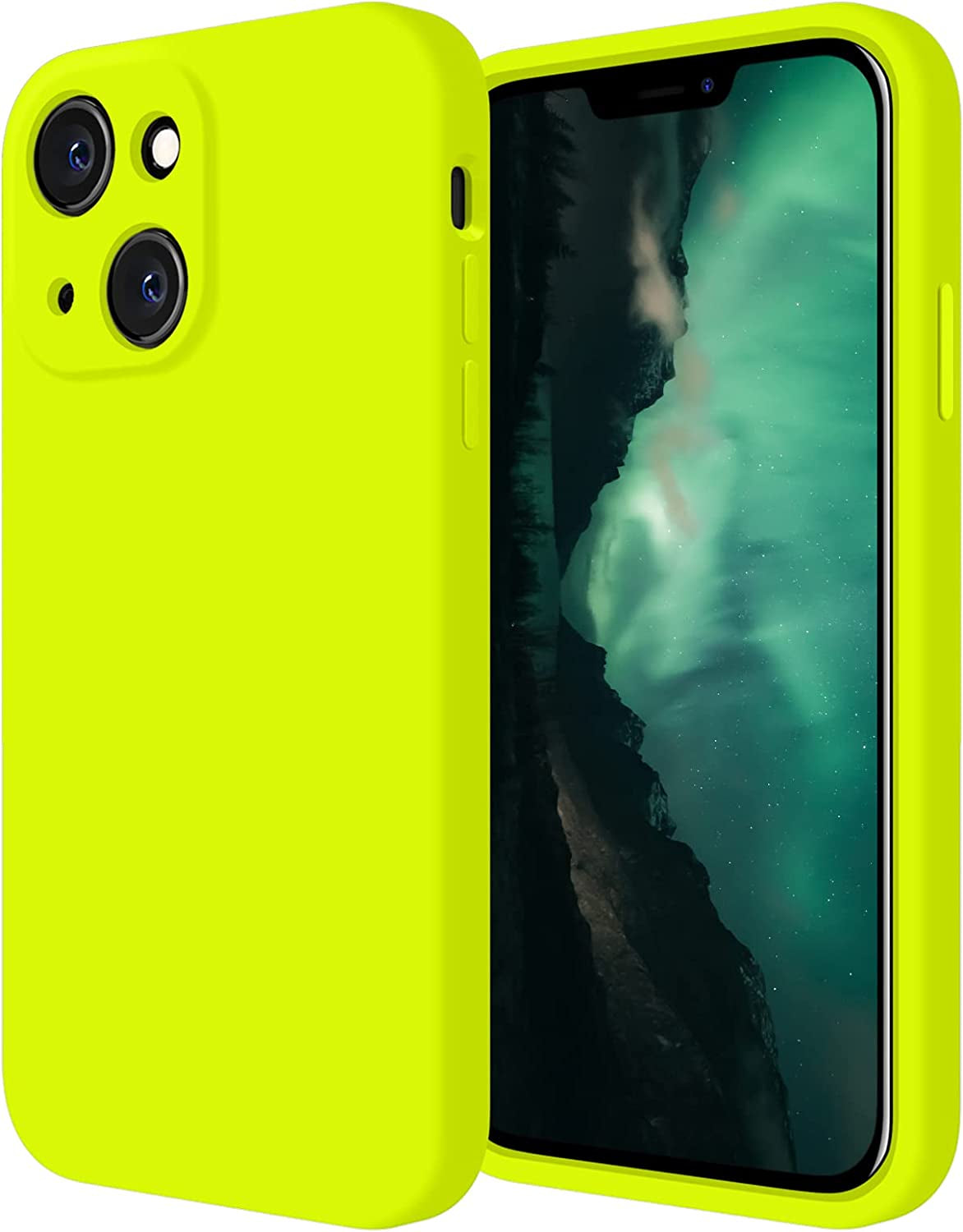 Firenova for Iphone 14 Case, Silicone Upgraded [Camera Protection] Phone Case with [2 Screen Protectors], Soft Anti-Scratch Microfiber Lining Inside, 6.1 Inch, Black  FireNova Fluorescent Green  