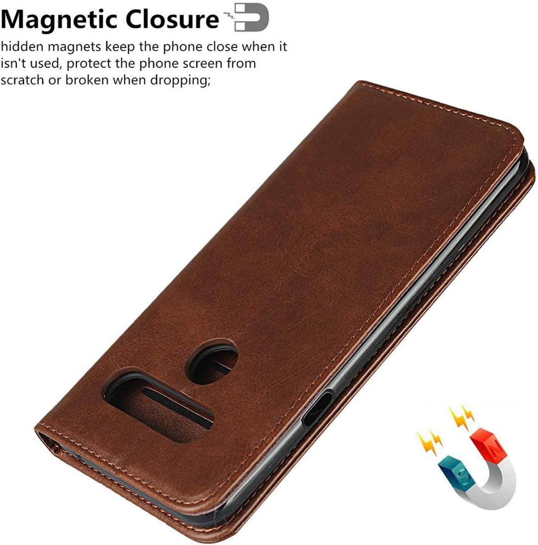Icovercase for LG V40 Thinq Wallet Case, Premium PU Magnetic Leather Card Slots Holder Carry Kickstand Feature Flip Cover Case for LG V40 (Dark Brown)  iCoverCase   