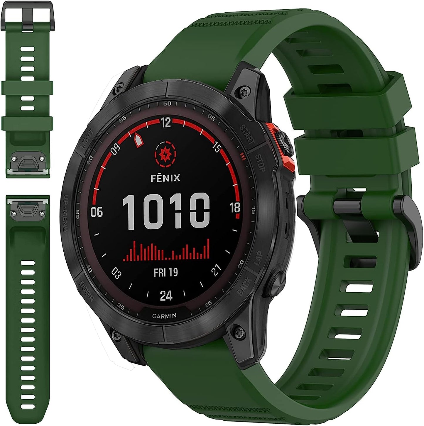 Miimall Compatible for Garmin Fenix 7X Silicone Band, Soft Sport Watch Wristband Women Man Flexible Replacement Band Strap for Garmin Fenix 26Mm 7X/7X Solar/7X Sapphire Solar/6X/5X(Black)  Miimall Green  