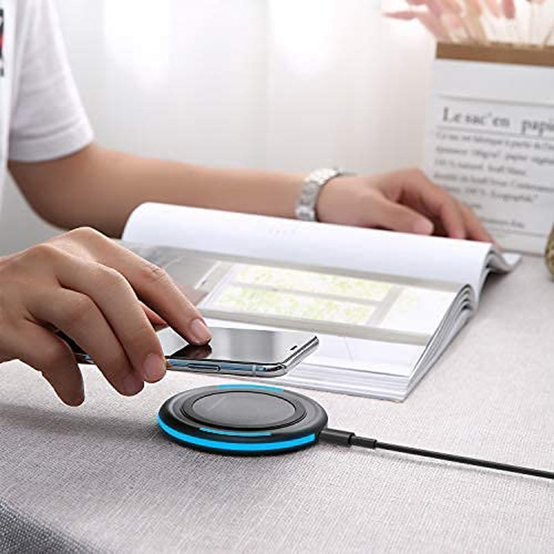 Wireless Charger 10W Qi Fast Wireless Charging Pad,7.5W Compatible with Iphone 11,11 Pro,11 Pro Max,Xs Max,Xr,Xs,X,8,8 Plus,10W for S10,S10+,S9,S8,Note 10,10+,9,8,Airpods(No AC Adapter)  Omhong   