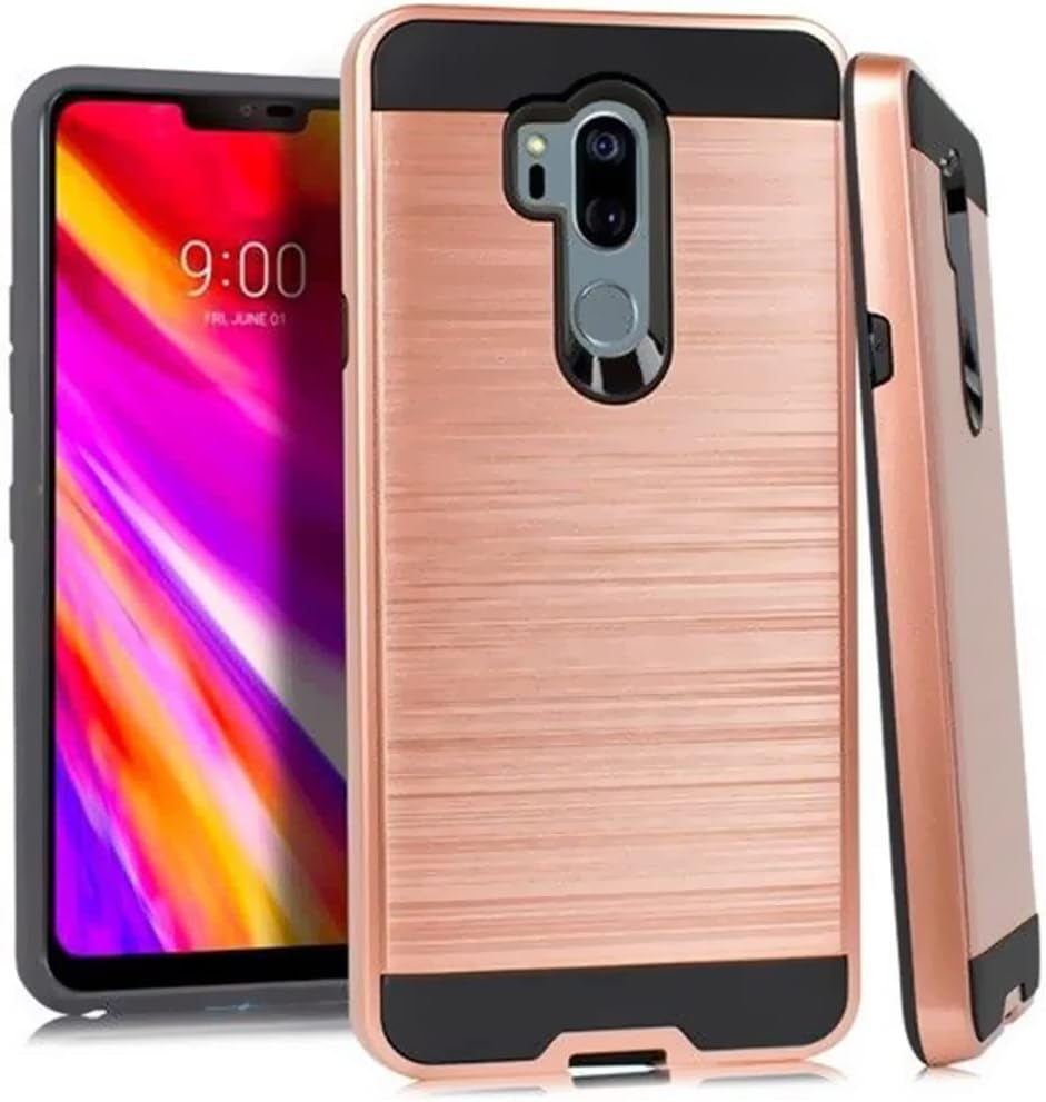 NEM Case for LG G7 Thinq Case (2018), LG G7 Fit, LG G7 One Brushed Dual Layer Hybrid Armor Defender Shockproof for LG G7 Thinq 6.1” Rose Gold  NEM   