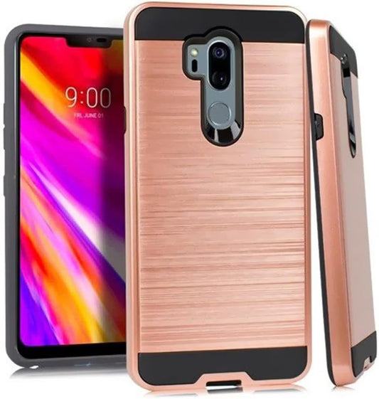 NEM Case for LG G7 Thinq Case (2018), LG G7 Fit, LG G7 One Brushed Dual Layer Hybrid Armor Defender Shockproof for LG G7 Thinq 6.1” Rose Gold  NEM   