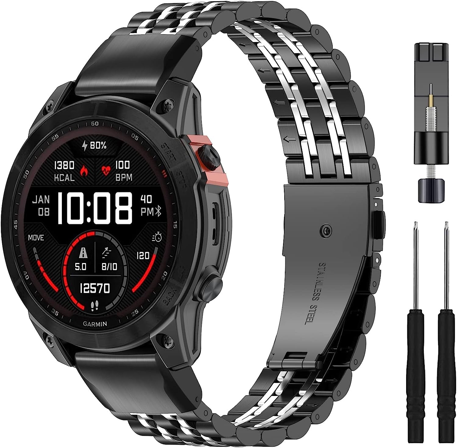 ZPJPPLX 26Mm Quick Fit Metal Band Compatible with Fenix 7X Watch Band, Stainless Steel Replacement Straps for Garmin Tactix 7 Pro/Fenix 6X/ 6X Pro/5X/5X Plus/Enduro 2/Descent Mk2I  ZPJPPLX   