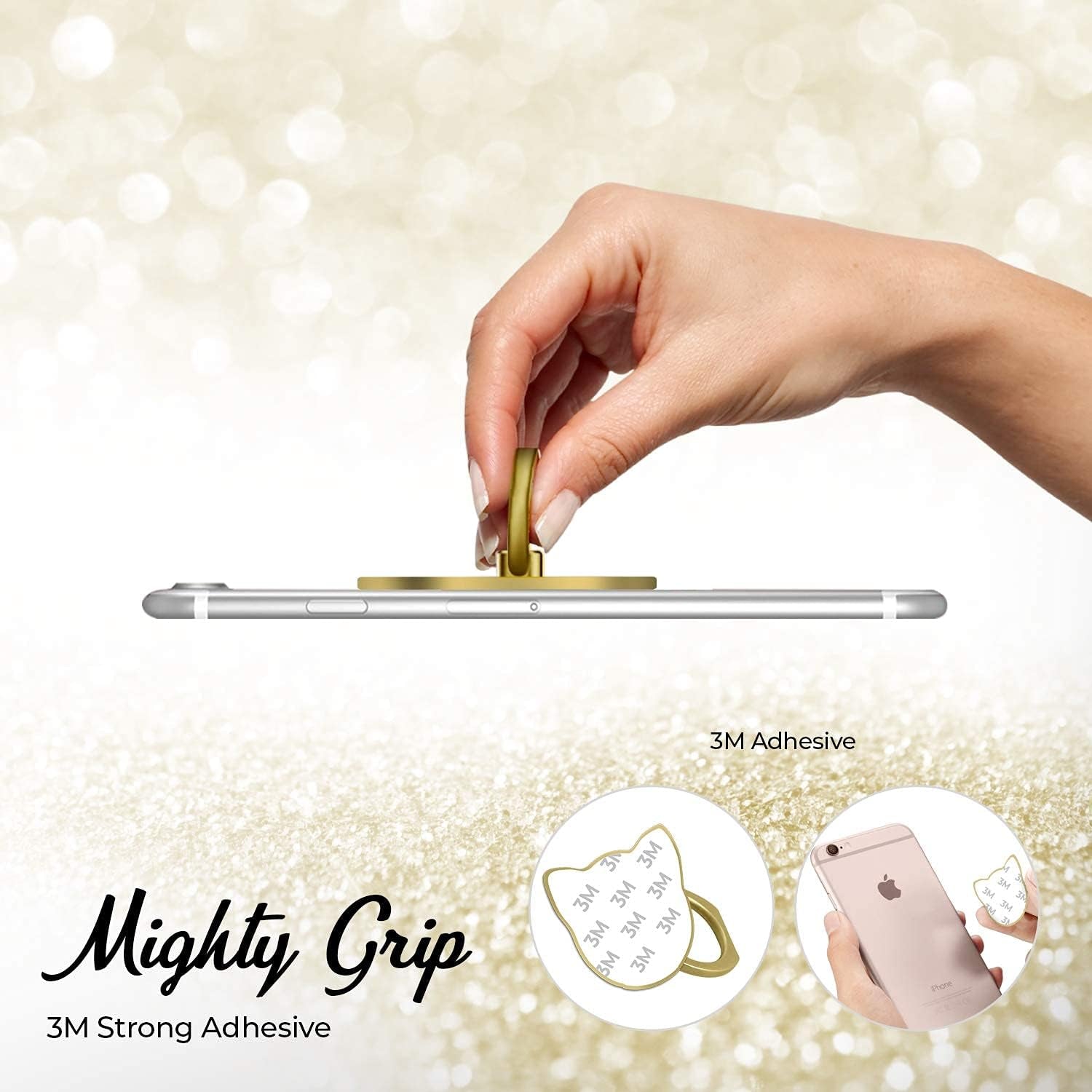 Cellphone Ring Holder Finger Kickstand (2 Pack) - Ifab 360° Rotation/Sturdy/Reusable/Grip/Stand/ Universal - Compatible with All Smartphones - Cat Black  ifab   