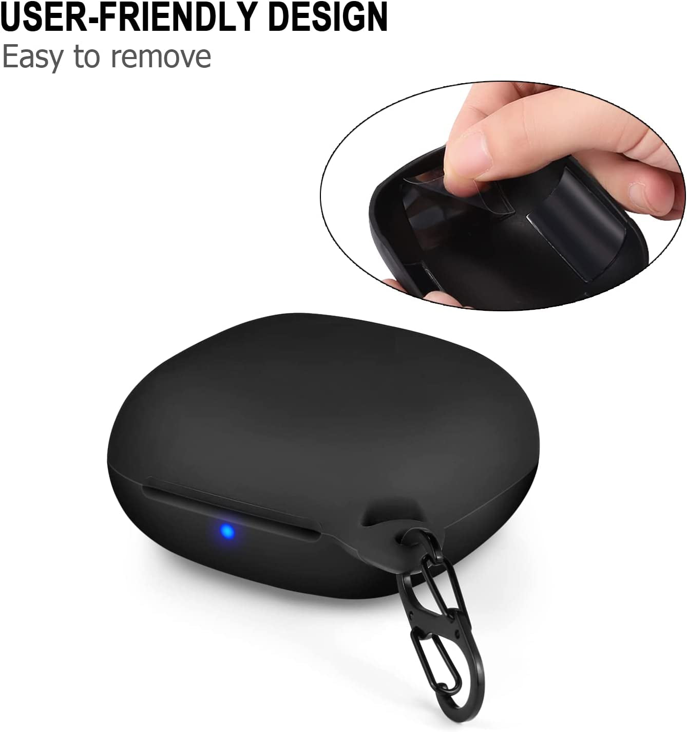 Lizhi Silicone Case for Beats Fit Pro, Anti-Break Anti-Lost & Shockproof Unique Dual Hole Portable Protective Case Cover with Carabiner for 2021 Newest Beats Fit Pro (Black-2)  LiZHi   