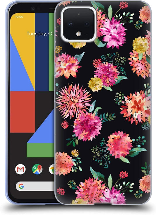 Head Case Designs Officially Licensed Ninola Dahlias Blooms Red Floral Patterns Soft Gel Case Compatible with Google Pixel 4  Head Case Designs   