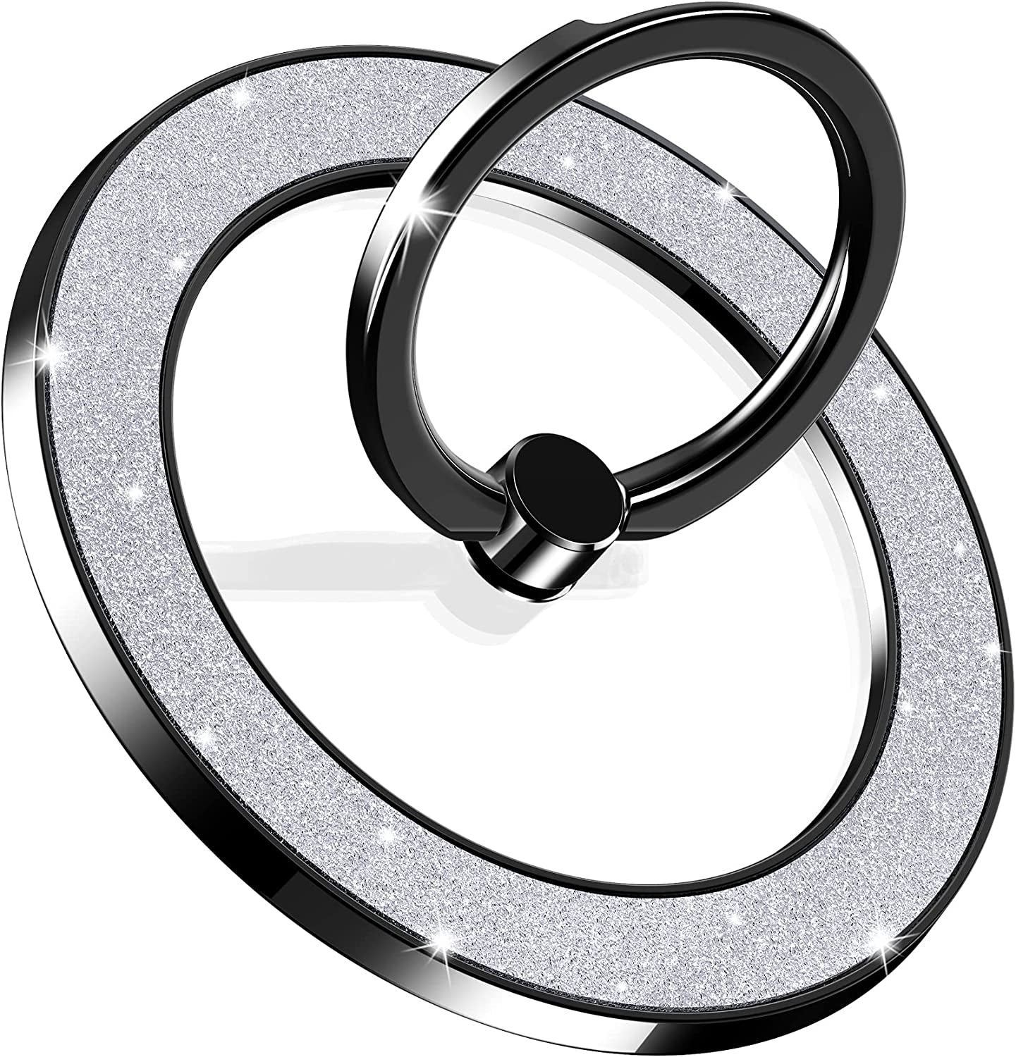 Magnetic Phone Ring Holder for Magsafe - Pikabo Magnetic Phone Grip, Phone Stand, Phone Finger Ring for Iphone Magsafe, Compatible with Wireless Charging. (Glitter Gold)  Pikabo Glitter Black  