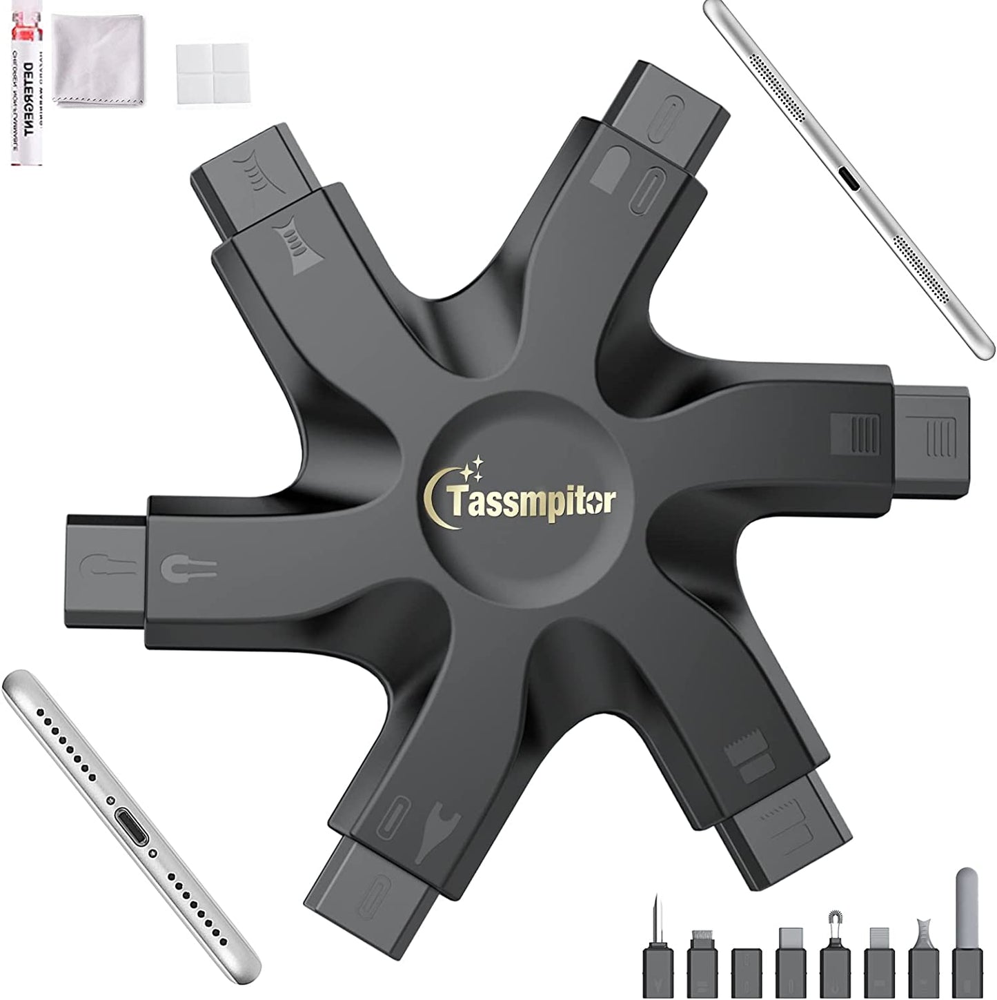 Iphone Cleaning Kit Port Cleaner Repair & Restore Tool for Ipad Pro Watch Cell Phone Charging Port, Lightning Charger Cables Speaker Airpod Cleaning Putty Dust for All Devices - Snowflake Multitool  Tassmpitor   