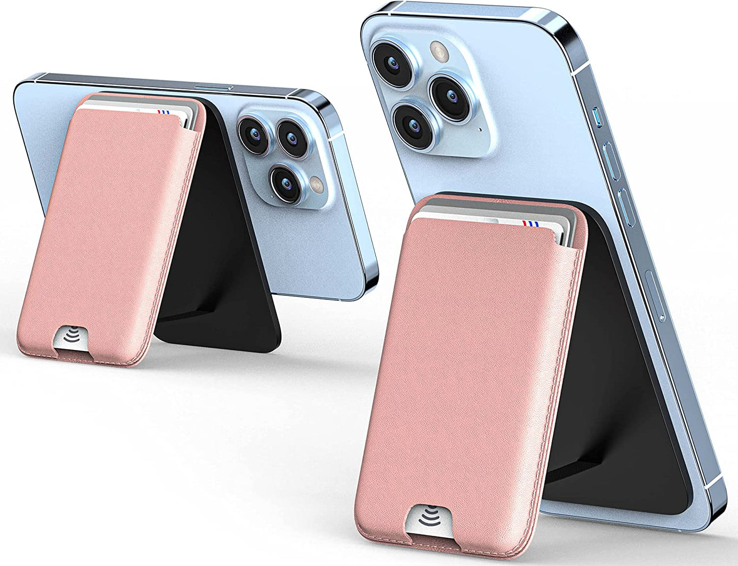 MAGKOTA Magsafe Wallet Stand Compatible with Iphone 14 Pro Max/14 Pro/14 Plus/14/Iphone 13 Pro Max/13 Pro/13/Iphone 12 Pro Max/12 Pro/12,Iphone Leather Wallet with Magnetic Stand, Max 3 Cards  MAGKOTA S-Pink  