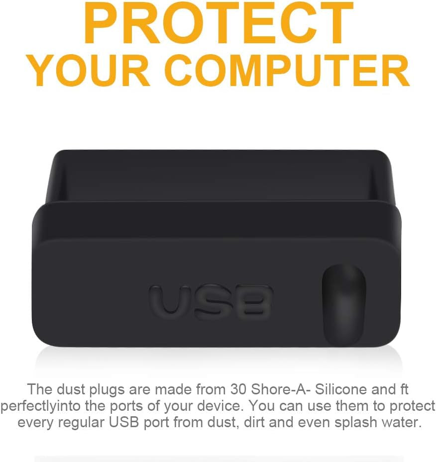 HFEIX Silicone Type-A USB Dust Plugs Desktop PC Laptops USB Port anti Dust Covers (BLACK30)  HFD   