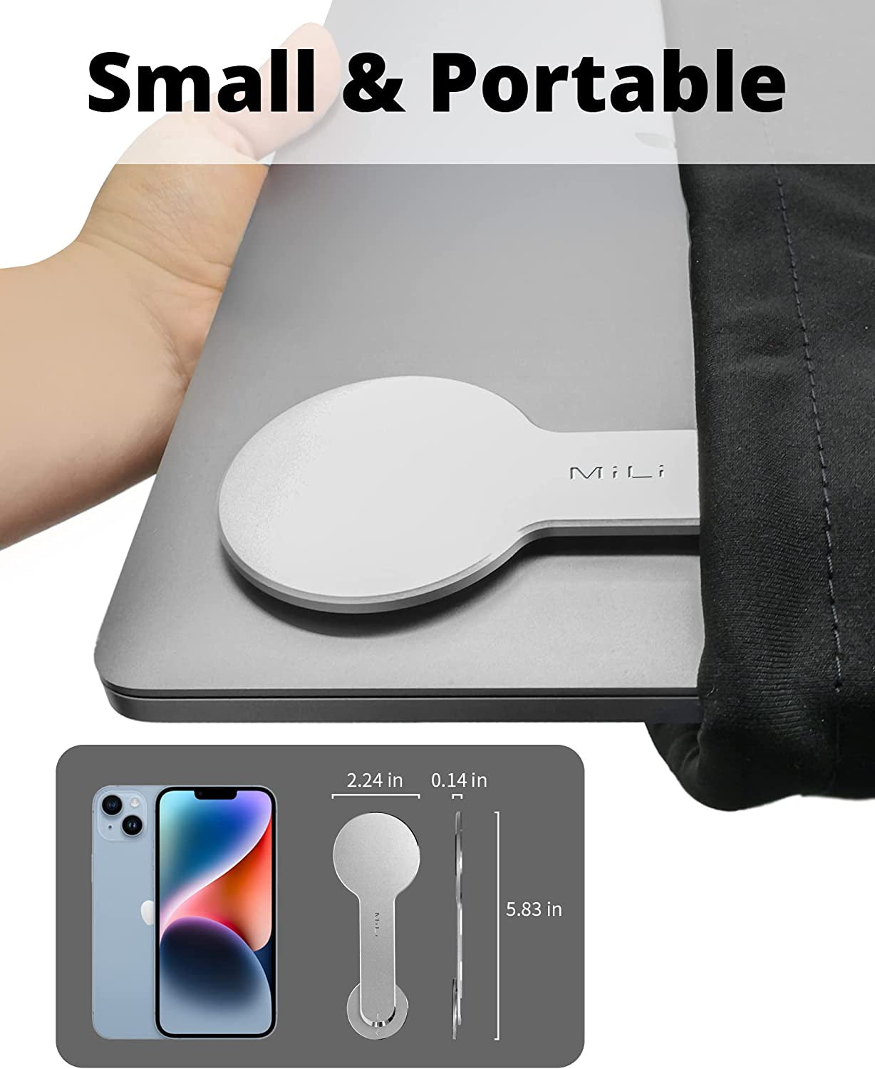 Mili Magnetic Laptop Phone Holder, Adjustable Monitor Side Mount Phone Holder, Screen Extension Bracket for Imac/Macbook, Compatible with Magsafe for Iphone 12/13/14 Max/Pro/Mini (Silver)  MiLi   