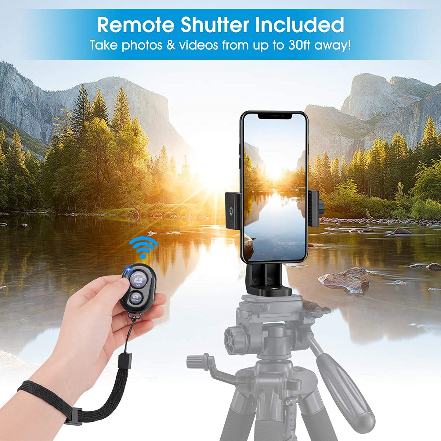 Phone Tripod Mount Adapter with Camera Remote and Wrist Strap, Universal Cell Phone Tripod Mount Holder, Swivel Design, Compatible with Iphone, Samsung, Selfie Monopod, for Taking Photos and Videos  SharingMoment Co.   