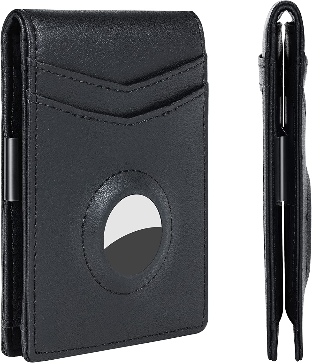 Hawanik Mens Slim Bifold Wallet with Integrated Case Holder for Airtag  Hawanik Black-Napa  