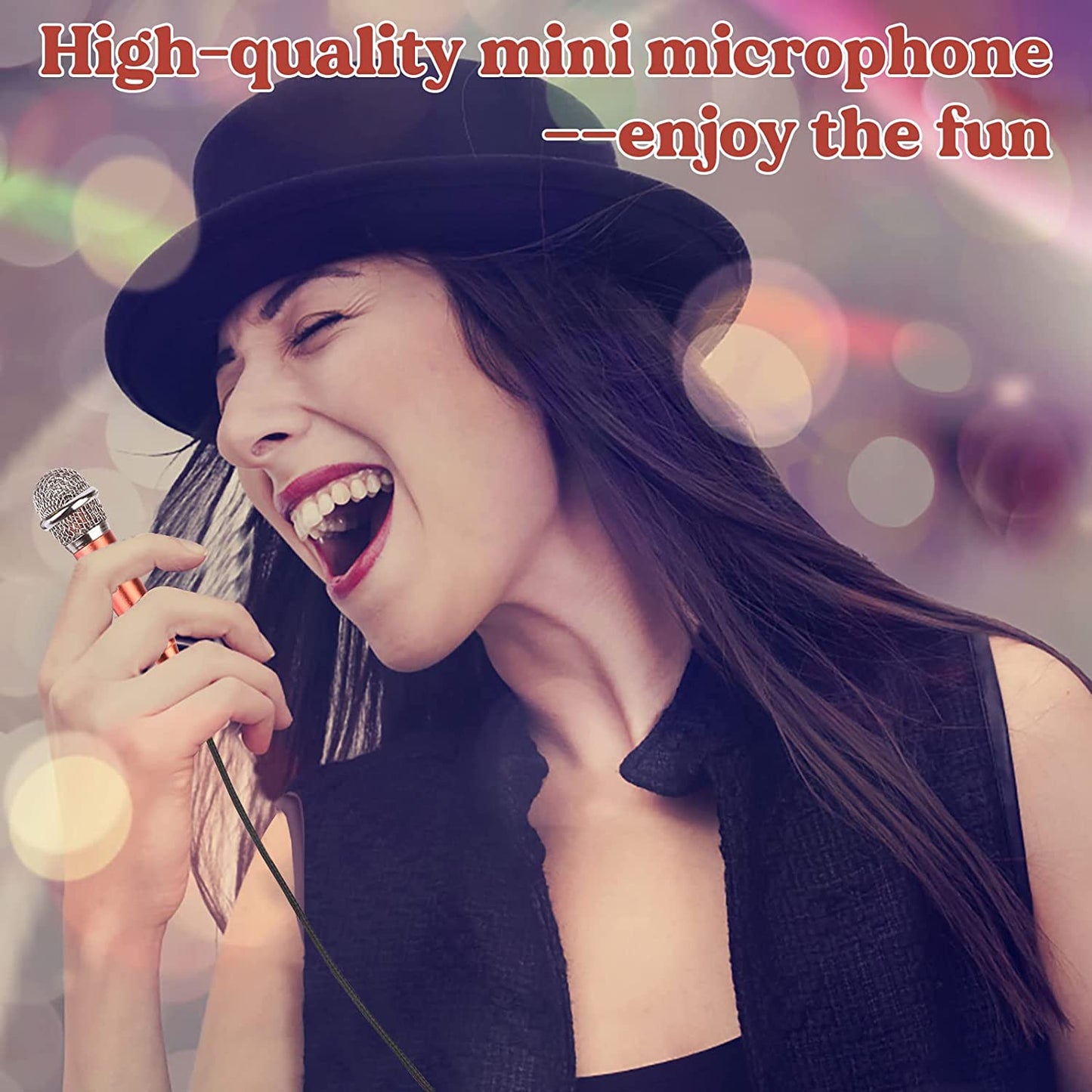 4-Piece Mini Microphone Tiny Microphone Mini Mic for Recording Voice and Singing on Iphone, Android Phones or Tablet, Metal, with 113 Cm Cord, 3.5 Mm Input (Rose Gold, Rose Red, Silver, Blue)  Hopeson   