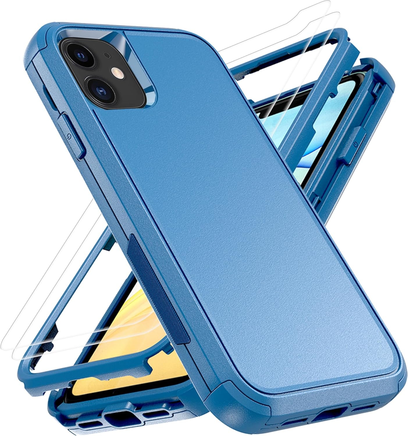 Ymhxcy for Iphone 11 Case Shockproof Dropproof Dust-Proof Drop Proof 3-Layer Durable Phone Case Heavy Duty Protection Phone Case Cover for Apple Iphone 11 6.1“ Aqua Blue and Lime Green  YmhxcY Us-Xsf-Sea Blue  