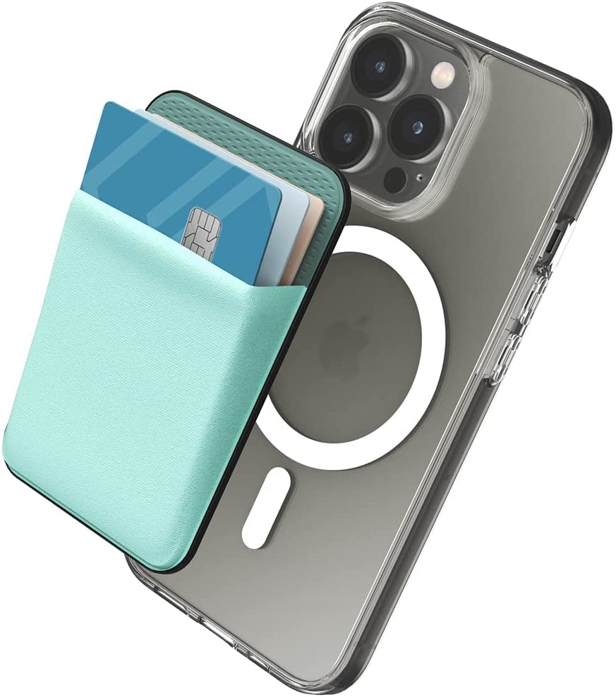Sinjimoru Stretchy Magnetic Phone Wallet, Magnetic Card Holder for Back of Phone as Phone Wallet Stick on for Magsafe Wallet Compatible with Iphone 14 & 13 12 Series. M-Basic Black  Sinjimoru Co. Ltd M-Basic Light Blue Wallet for Magsafe 