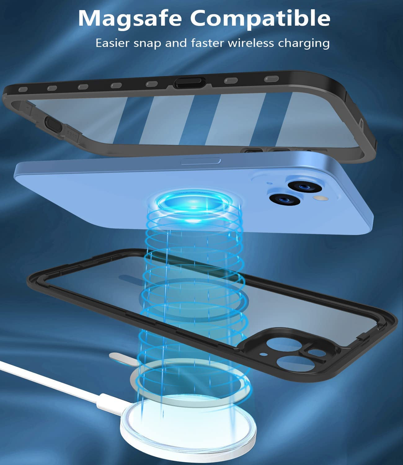 Dewfoam Waterproof Iphone 14 plus Case - Shockproof, Dustproof, Built-In Screen Protector, Magnetic Ring, 6.7" (Black)  Dewfoam   