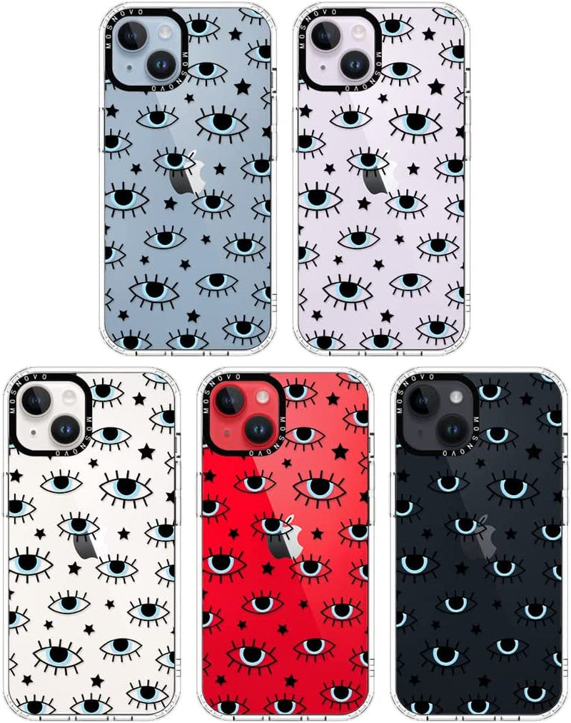 MOSNOVO Compatible with Iphone 14 Case, [Buffertech 6.6 Ft Drop Impact] [Anti Peel off Tech] Clear TPU Shockproof Bumper Phone Case Cover with Evil Eyes Designed for Iphone 14 6.1"  MOSNOVO   
