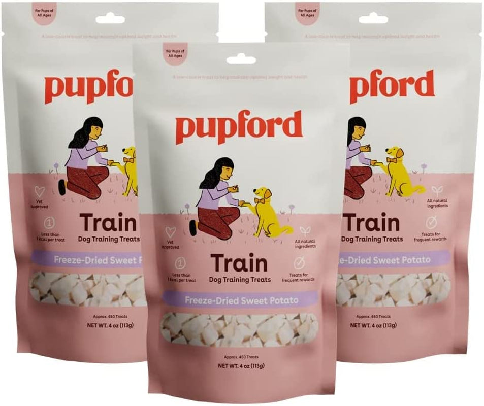 Pupford Freeze Dried 475+ Puppy Treats, Low Calorie, Vet Approved, All Natural, Healthy Training Treats for Small to Large Dogs (Beef Liver)  Pupford Sweet Potato 4.00 Ounce (Pack Of 3) 