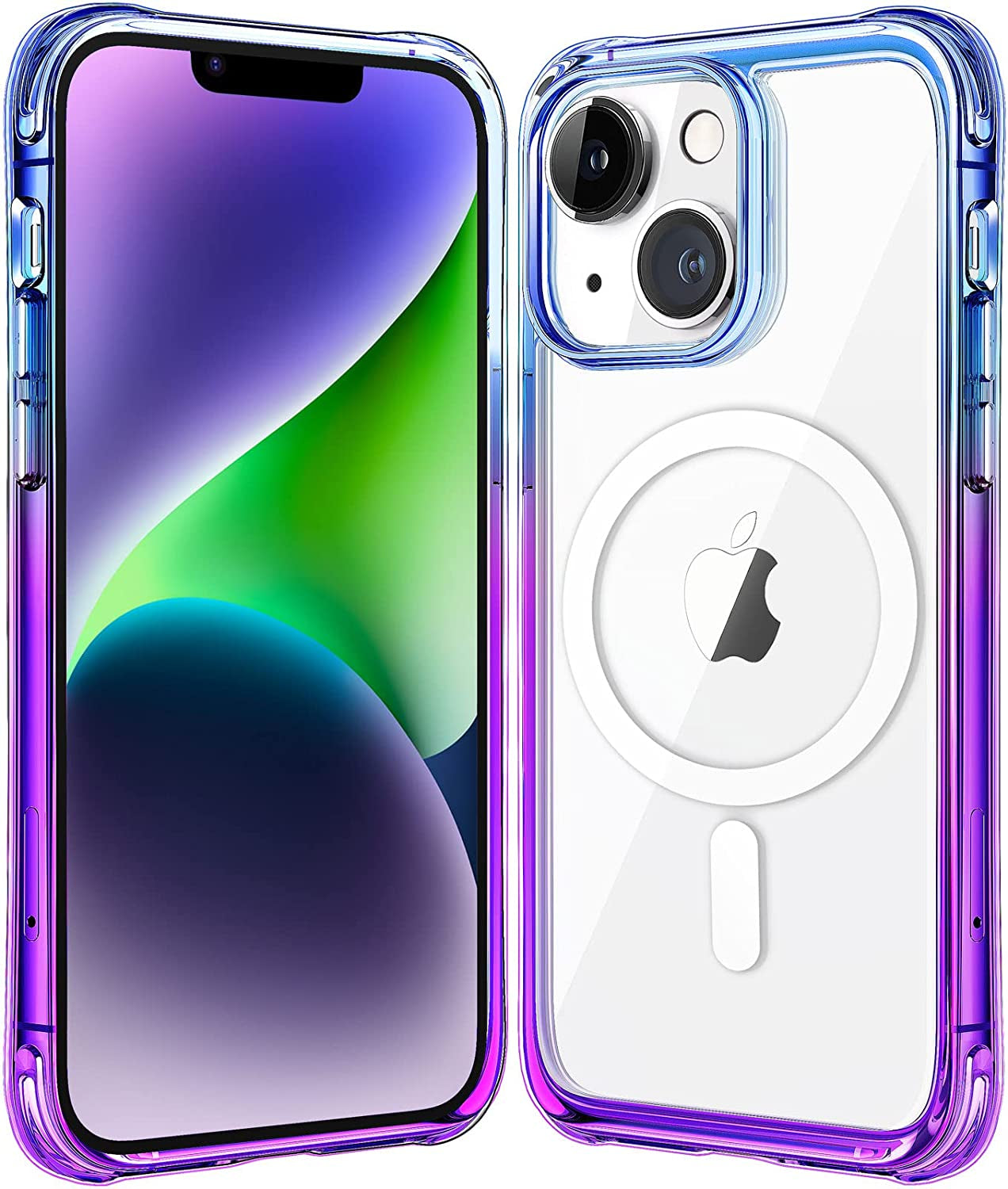 Mkeke Magnetic Designed for Iphone 14 Case for Iphone 13 Case Clear with Magsafe [Military Grade Drop Protection] [Not Yellowing] Shockproof Phone Case for Apple Iphone 13/14 - Black  Shenzhen Make Technology Company Limited Purple-Blue  