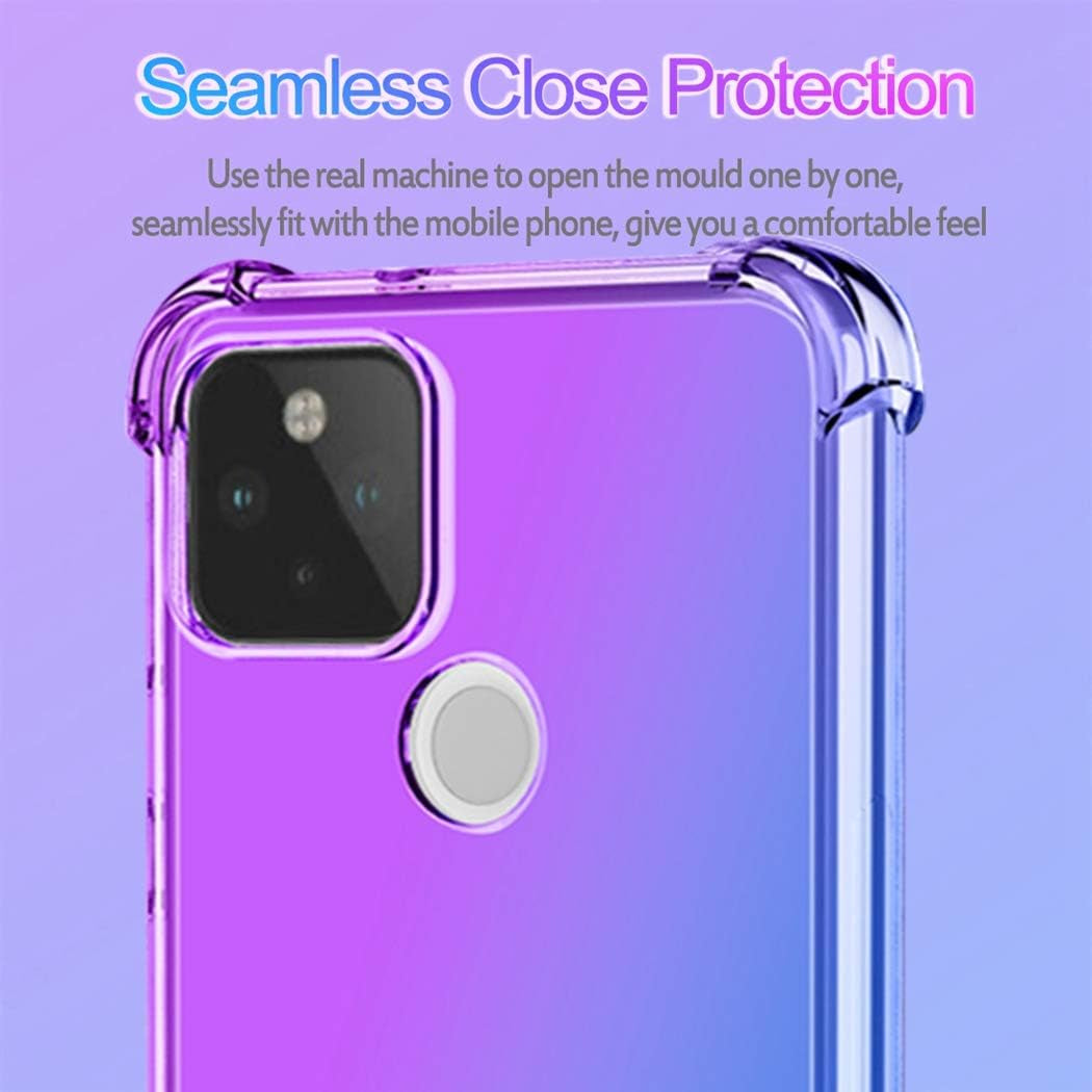 Ueokeird Google Pixel 5 Case (2020), Clear Cute Gradient Phone Case Slim anti Scratch Flexible TPU Cover Shockproof Protective Case for Google Pixel 5 (Purple/Blue)  Ueokeird   