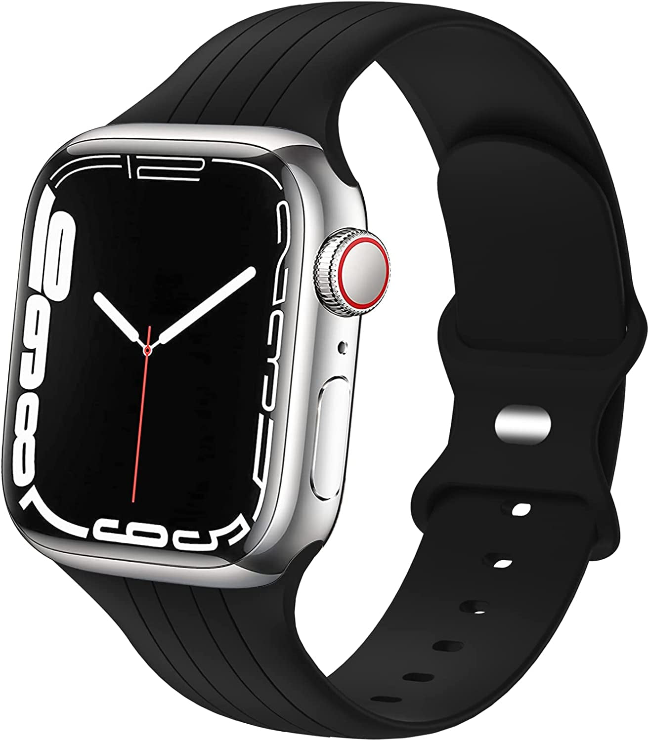 Designer Sport Bands Compatible with Apple Watch Band 42Mm 44Mm 45Mm 49Mm Series 8 Ultra 7 6 5 4 3 2 1 SE Women Men, Breathable Soft Silicone Strap Replacement Band for Iwatch Bands  Plesechde Black 38mm/40mm/41mm 