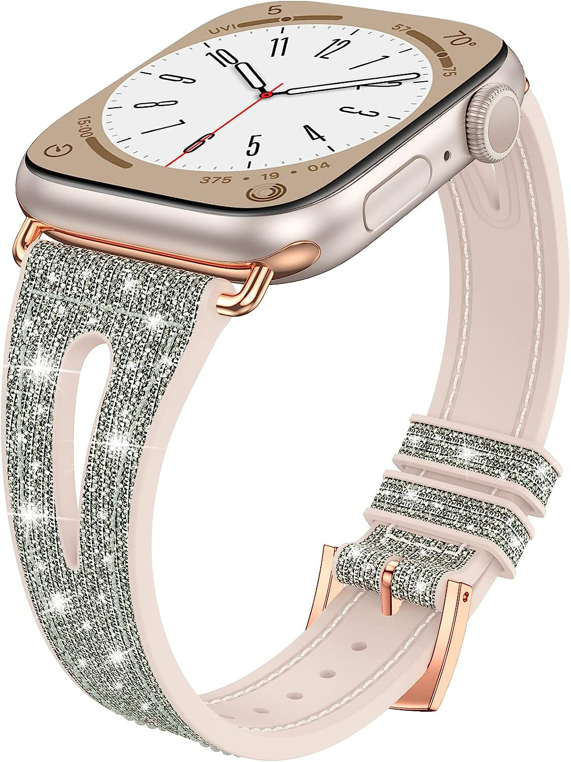 Goton Bling Band for Apple Watch Bands 49Mm 45Mm 44Mm 42Mm 41Mm 40Mm 38Mm Ultra Series 8 7 6 5 4 3 2 1 SE, Women Glitter Silicone Strap Accessories Designed for Iwatch All Series  Yin-Goton Gray Silver 38/40/41mm 