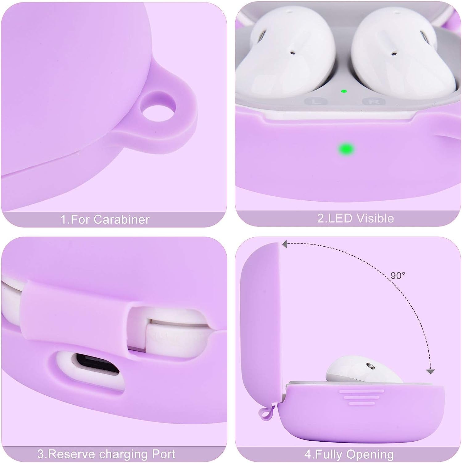 OLEBAND Galaxy Buds 2 Pro 2022/Galaxy Buds 2/Pro Case 2021/Galaxy Buds Live 2020 Case Cover,Soft Silicone Protective Cover with Cute Keychain Accesories,For Women and Girls,Purple  OLEB   