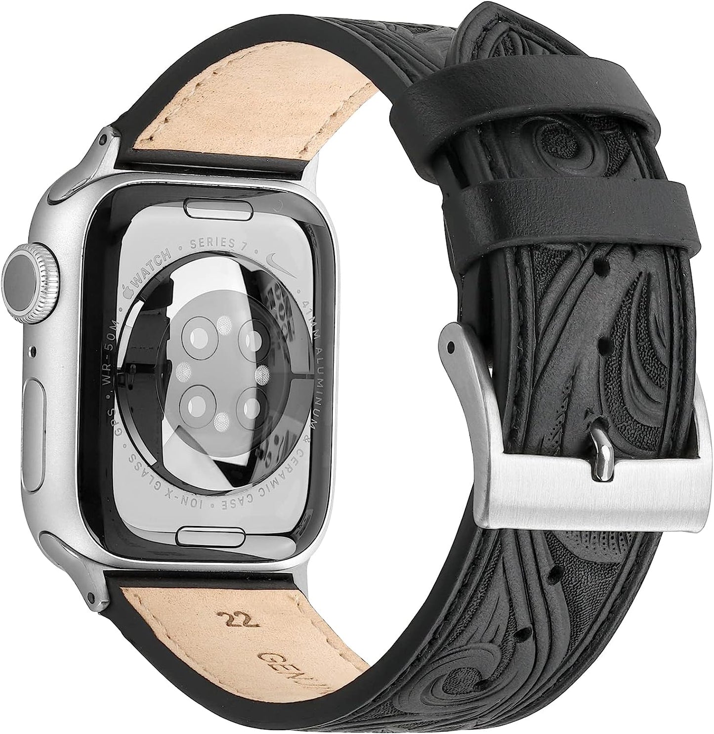 Deeplus for Apple Watch Band 41 Mm / 40 Mm / 38 Mm Series 7 /SE/ 6/5/4/3/2/1,Sunflower Tooled Leather Cowboy Replacement Western Apple Watch Retro Strap Bracelet for Iwatch Men Women  Deeplus   