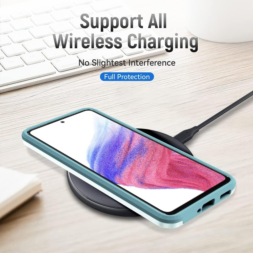 For Samsung A53 5G Case, Galaxy A53 5G Case with Screen Protector,Full Body Protection Durable Rubber Cover Phone Case for Samsung Galaxy A53 5G,Mint  Yanmen   