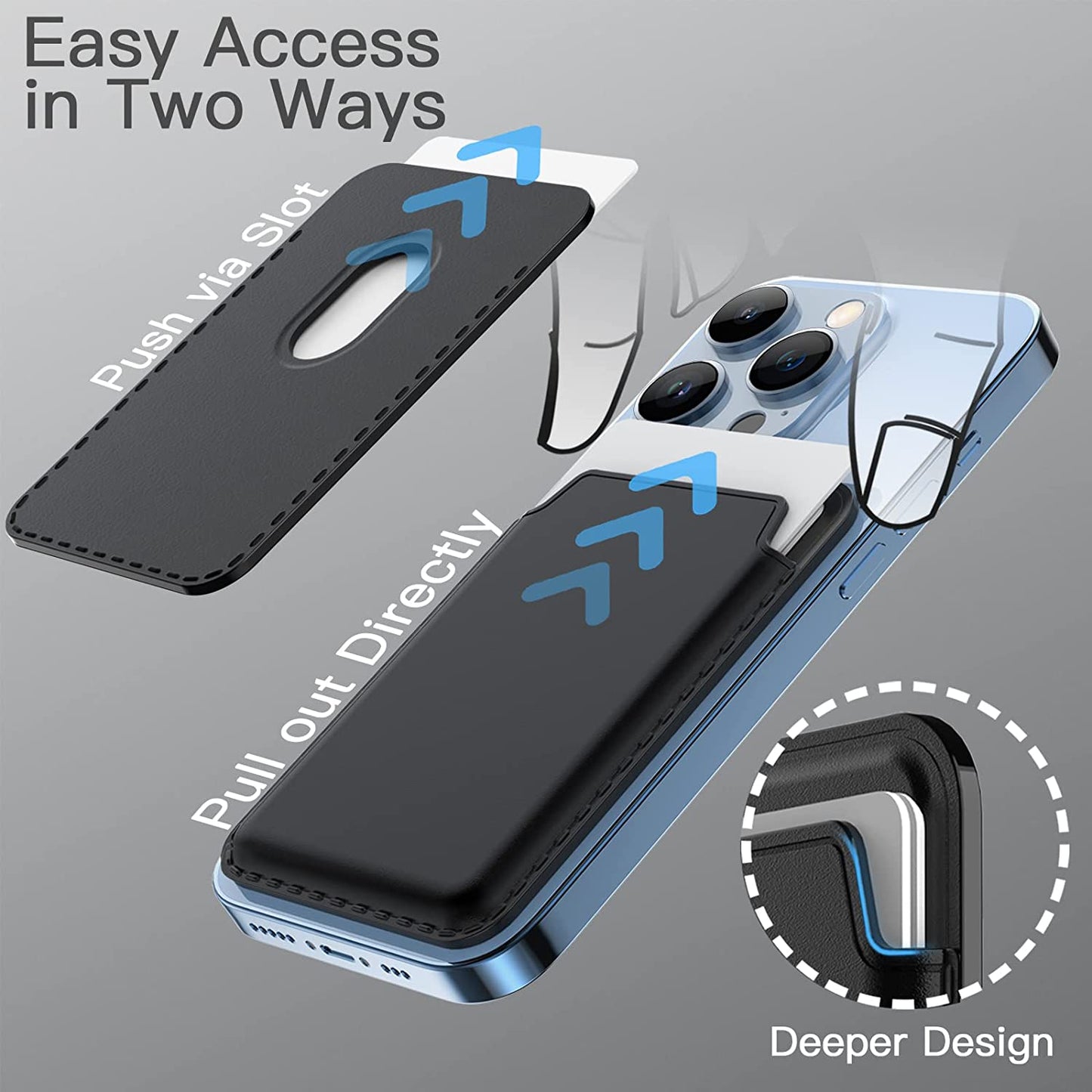 Jetech Magnetic Wallet Compatible with Magsafe for Iphone 14/13/12 Series, PU Phone Card Holder (Black)  JETech   