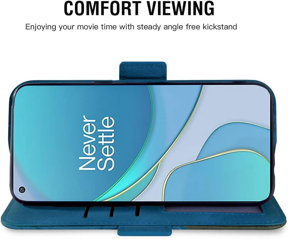 Compatible with Oneplus 8T Oneplus8T plus 9R 5G Wallet Case and Tempered Glass Screen Protector Flip Cover Card Holder Phone Cases for One Plus8T5G on 1 plus 8Tplus 1Plus 8T+ One+ 1+ 1+8T Pro G5 Blue  Asuwish   
