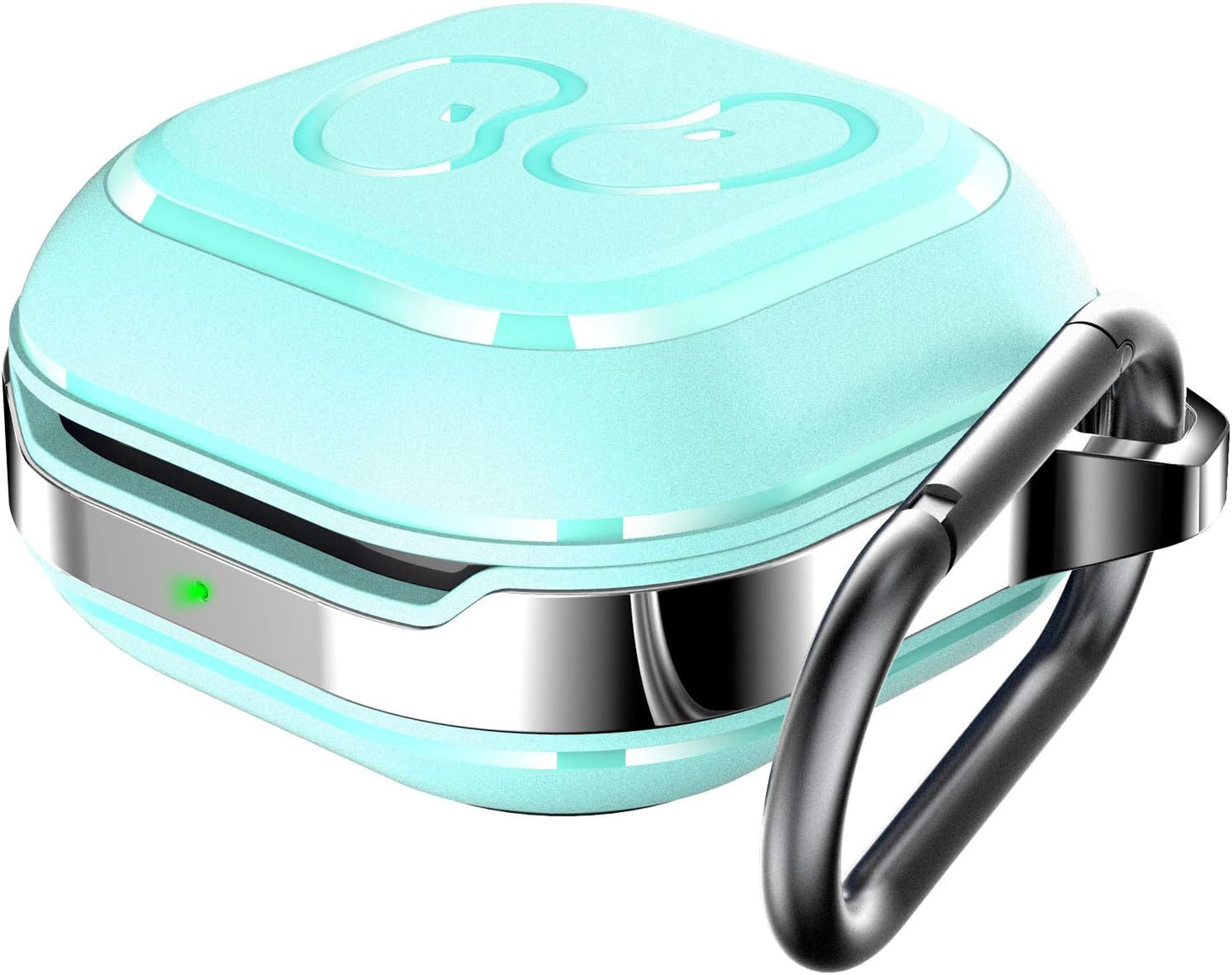 HALLEAST for Galaxy Buds 2 Pro Case 2022/ Galaxy Buds 2 Case 2021/ Galaxy Buds Pro Case 2021/ Galaxy Buds Live Case 2020, TPU Cover Metal Alloy Carrying Case with Keychain Clip, Black  HALLEAST Teal  