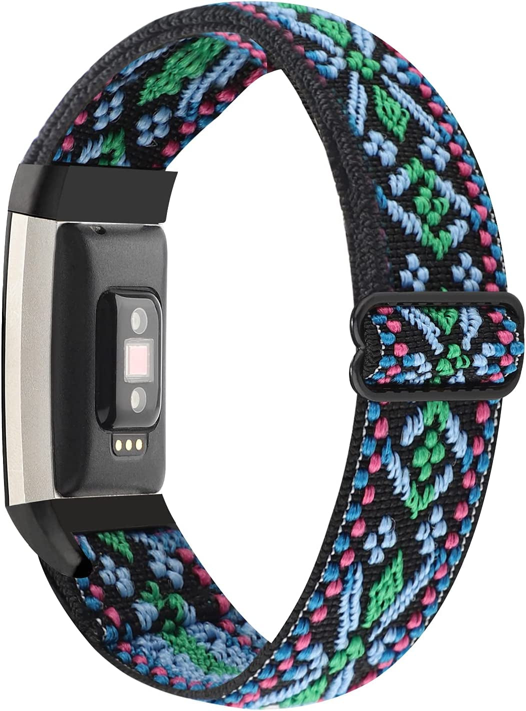 YONWORTH Adjustable Elastic Watch Band Compatible with Fitbit Charge 2 Bands, Stretchy Nylon Loop Strap Soft Wrist Bands Bracelet Sport Replacement for Women Men (Aztec Blue Green)  YONWORTH   