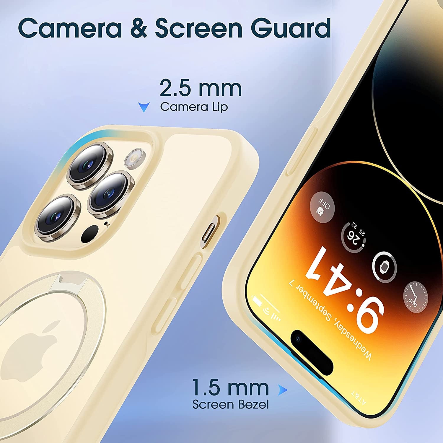 CASEKOO Iphone 14 Pro Magnetic Case with Stand - Beige, Magsafe & Military Drop Protection, Slim & Shockproof, 6.1 Inch  CASEKOO   