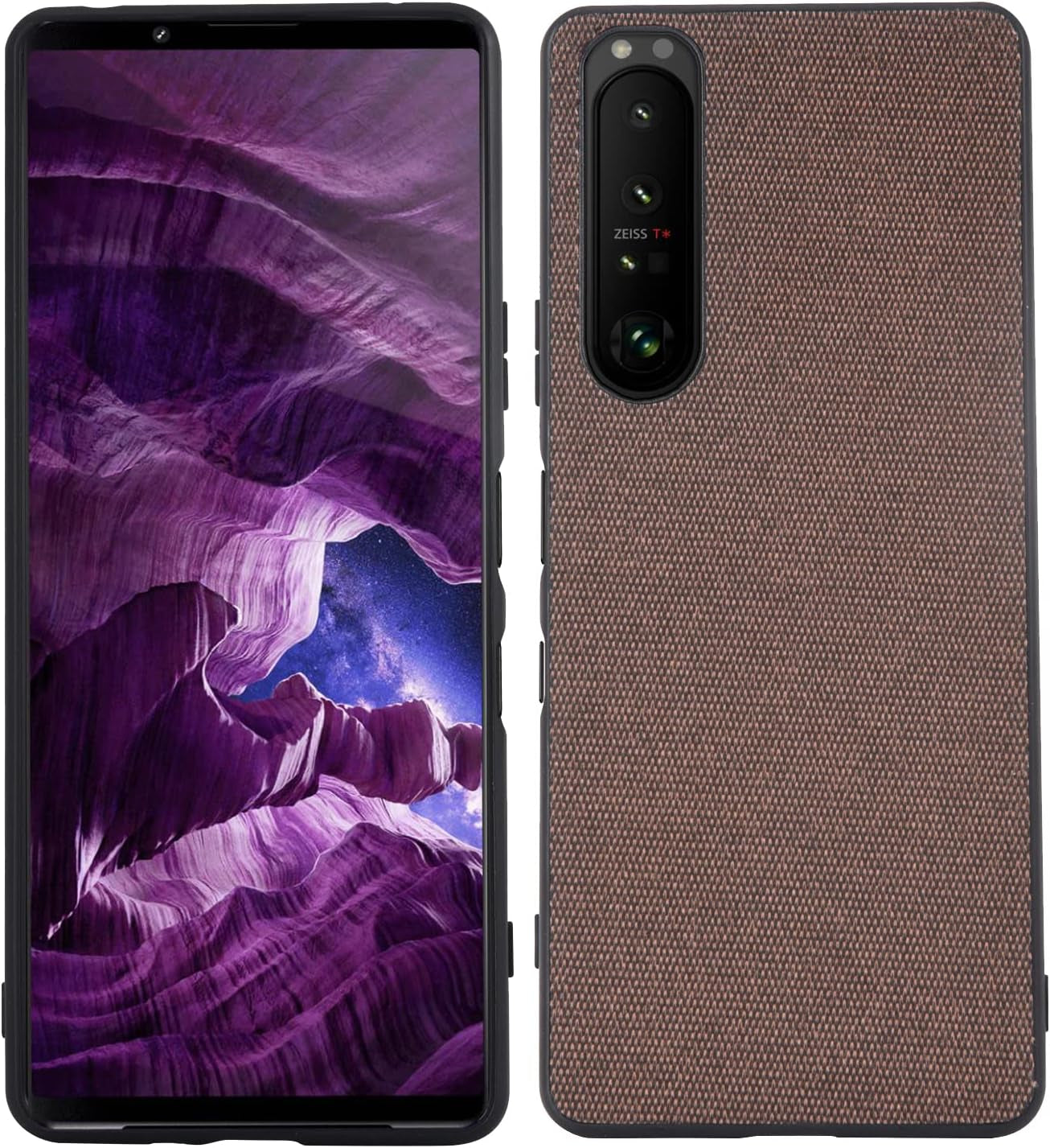 Compatible with Sony Xperia 1 III, Slim Business Casual Cloth Fabric Cover with TPU Interior Scratch Classic Durable Case for Sony Xperia 1 Iii-Splicing Black  XBS-Better Brown  